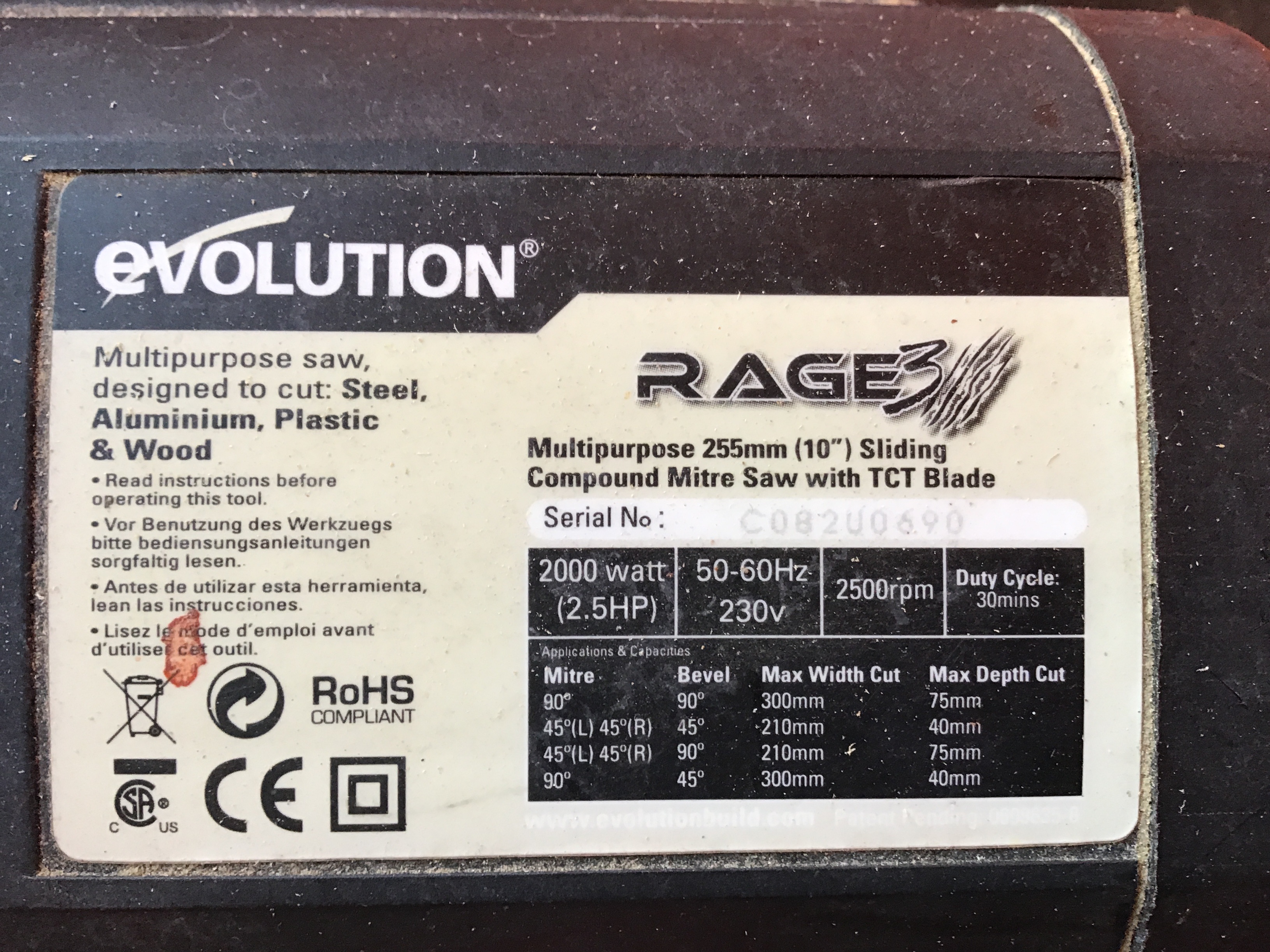 Glasgow Tool Library 255mm Sliding Compound Mitre Saw (505)